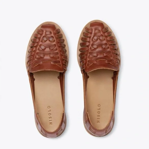 New Nisolo Huarache Leather Sandals Brandy color - Picture 2 of 9